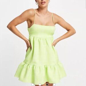 ASOS DESIGN SQUARE NECK CAMI SMOCK MINI DRESS IN CHECK PRINT SIZE 14